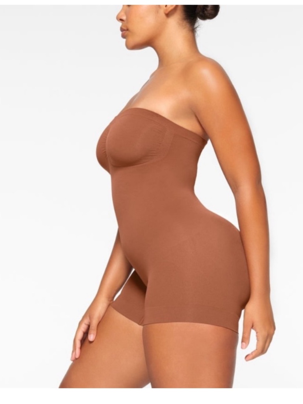 SKIMS Seamless Sculpt strapless shortie bodysuit, Bronze NWOT Sz L